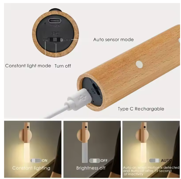 Uppladdningsbar Rörelselampa för Hall, Sovrum & Trappa